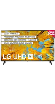 LG televisor 43 Smart TV UQ75 4K negro