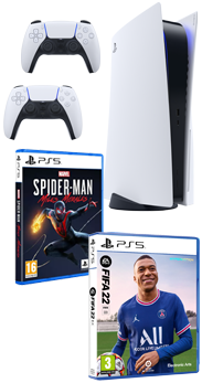 Sony PlayStation 5 + 2 DualSense + FIFA 22 + Spider-Man