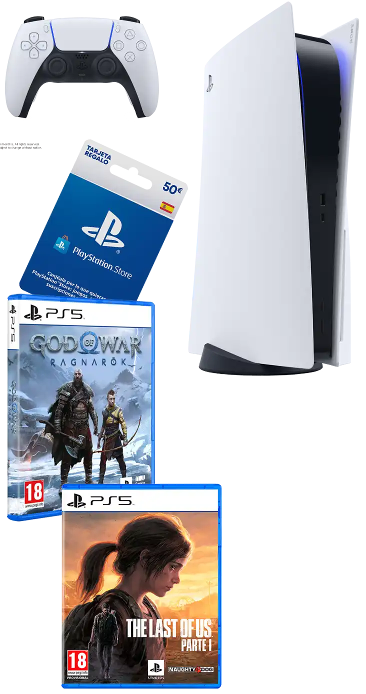 Sony PlayStation 5 + God of War Ragnarok + The Last Os Us parte 1 + PSN 50
