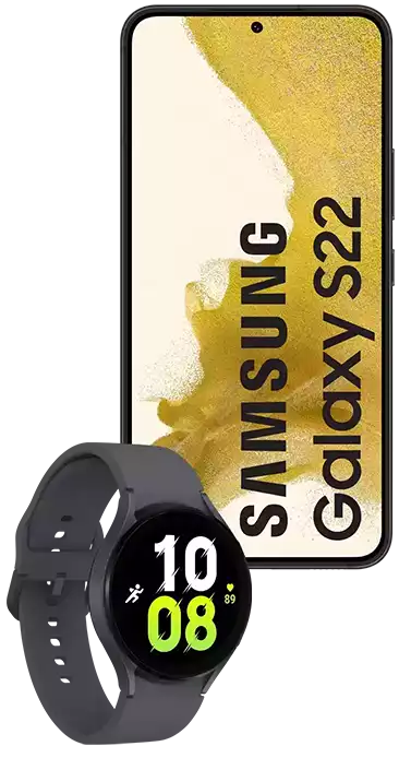 Samsung Galaxy S22 5G 128GB negro + Watch5 Bluetooth 44mm gris