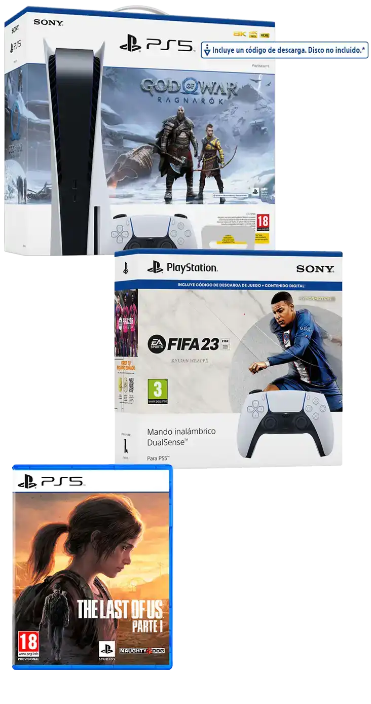 Sony PlayStation 5 + God of War Ragnarok + Pack FIFA23 + The Last Of Us parte 1