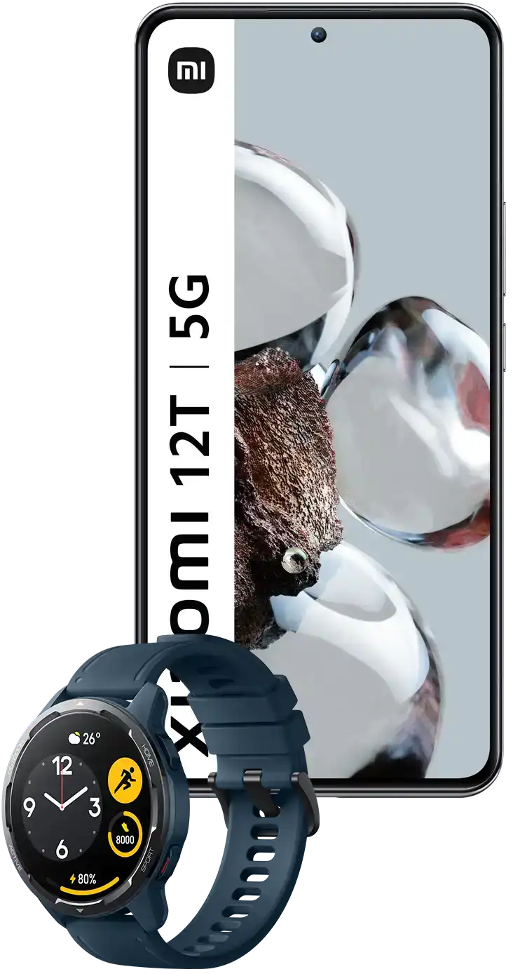 Xiaomi 12T 5G 256GB negro + Watch S1 Active azul